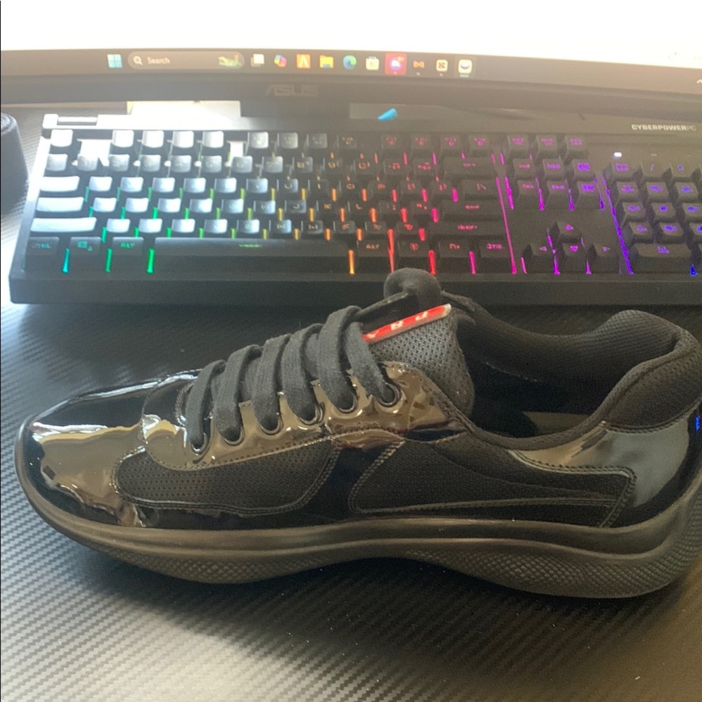 Prada Black Sneakers with Chunky Sole and Streamlined Design